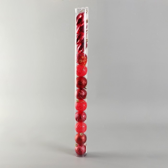 Набор украшений пластик 13 шт "Мелодия" капелька, 6 см, красный