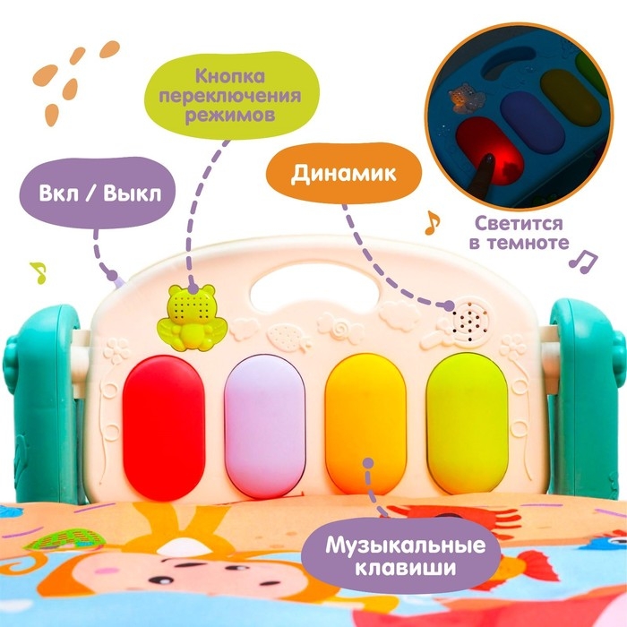 Развивающий коврик «Игра малыша», с пианино, круглый, голубой Развивающий коврик «Игра малыша», с пианино, круглый, голубой
