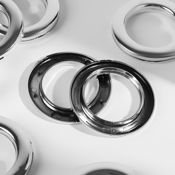 Люверсы для штор, d = 4,3/6,5 см, 10 шт, цвет серебряный Люверсы для штор, d = 4,3/6,5 см, 10 шт, цвет серебряный