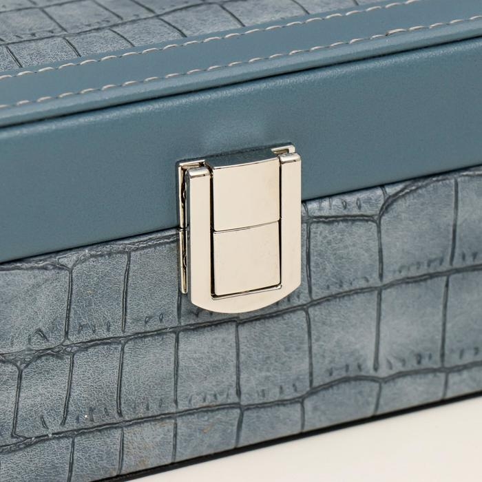 Шкатулка кожзам для украшений  Шкатулка кожзам для украшений "Синий питон" комбинированная 7,5х14х20 см