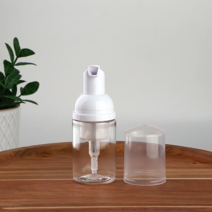 Бутылочка для хранения, с пенообразующим дозатором, 30 мл, цвет прозрачный/белый Бутылочка для хранения, с пенообразующим дозатором, 30 мл, цвет прозрачный/белый