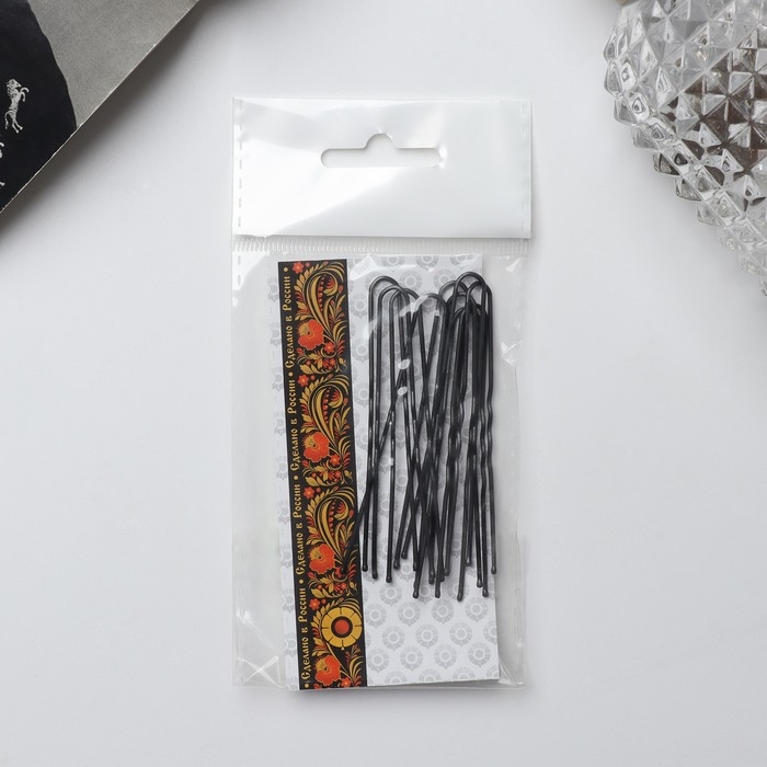 Шпилька для волос  Шпилька для волос "Народная" 6,3 см, чёрная (набор 10шт)