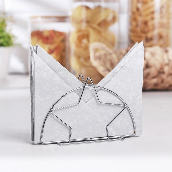 Салфетница Доляна «Звезда», цвет серебряный Салфетница Доляна «Звезда», цвет серебряный