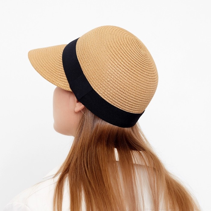 Кепка женская плетёная MINAKU цвет коричневый, р-р 58