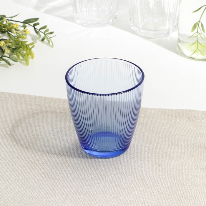 Стакан низкий стеклянный «Концепто Страйпи», 250 мл, цвет синий Стакан низкий стеклянный «Концепто Страйпи», 250 мл, цвет синий