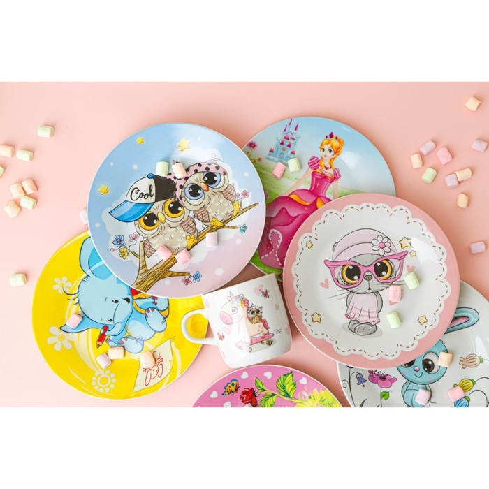 Набор детской посуды из керамики Доляна «Слонёнок», 3 предмета: кружка 230 мл, миска 400 мл, тарелка d=18 см Набор детской посуды из керамики Доляна «Слонёнок», 3 предмета: кружка 230 мл, миска 400 мл, тарелка d=18 см