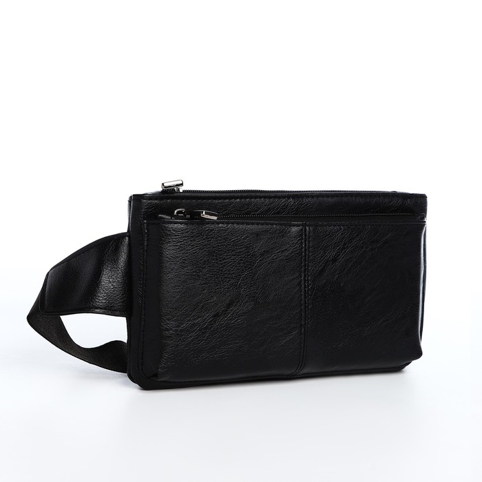 Сумка поясная на молнии, 2 наружных кармана, цвет чёрный Сумка поясная на молнии, 2 наружных кармана, цвет чёрный