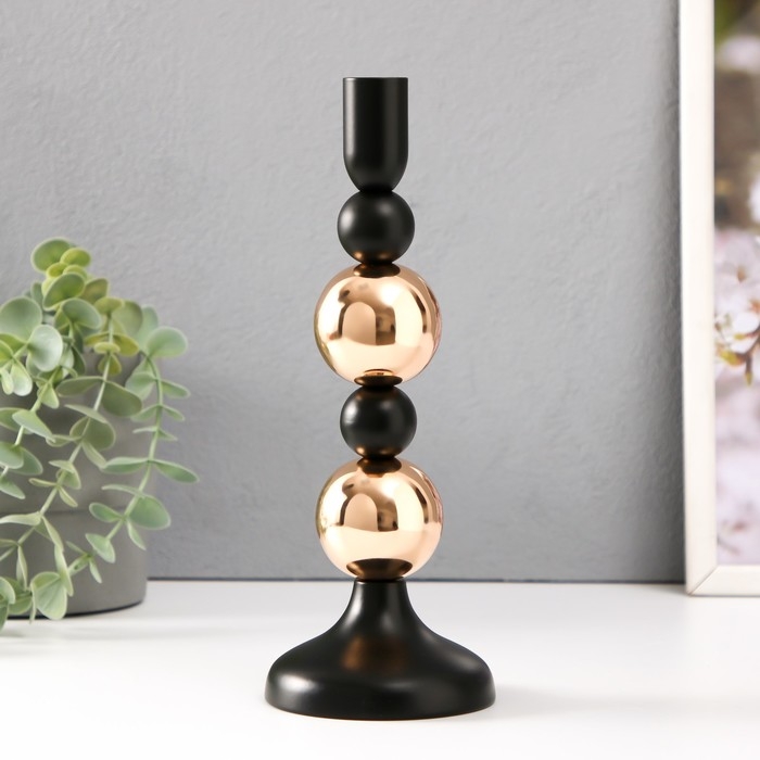 Подсвечник металл на 1 свечу d=2 см Подсвечник металл на 1 свечу d=2 см "Дельфуза. Два золотых шара" 10х10х22 см