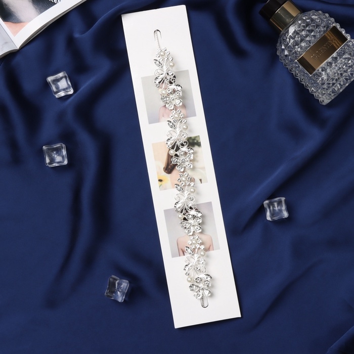 Аксессуар для волос  Аксессуар для волос "Джуди" цветочный стиль, 26 см, серебро