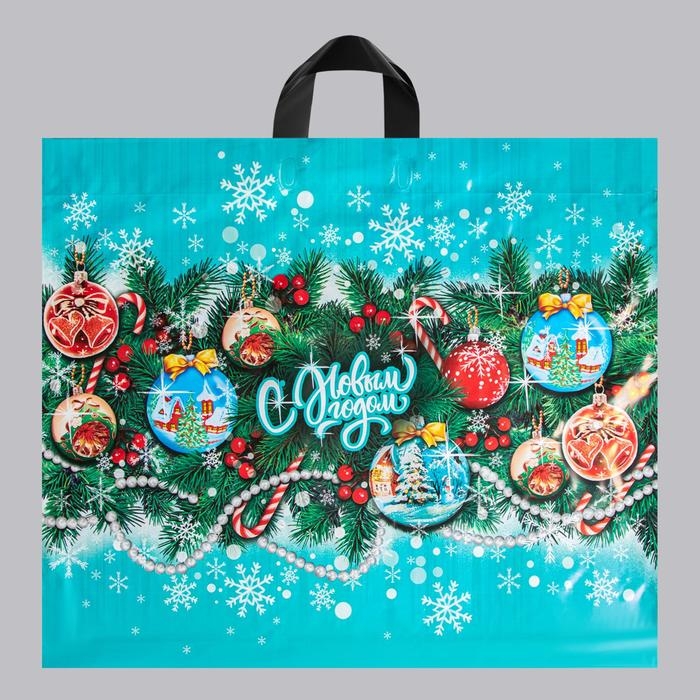 Новый год. Пакет  Новый год. Пакет "Снежное варьете", полиэтиленовый с петлевой ручкой, 60х50 см.