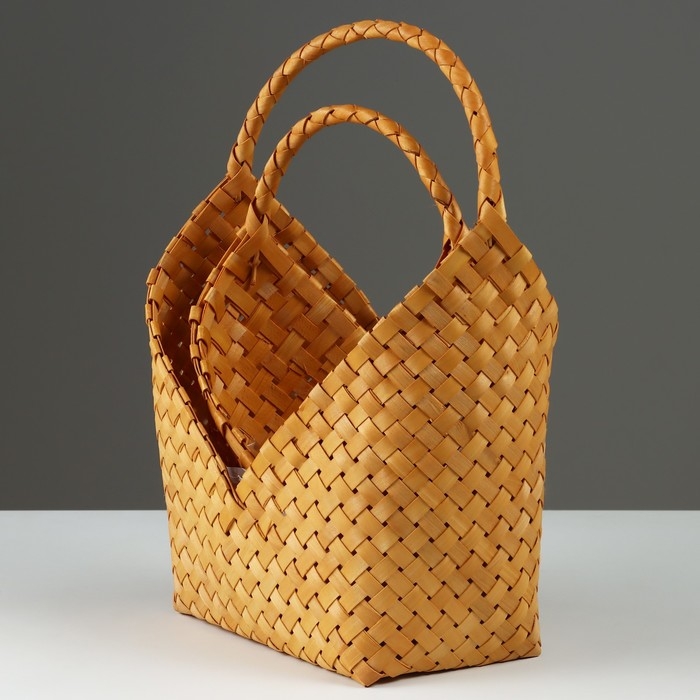 Набор корзин плетеных, 21x12x10x26/35,5 см, 16x9x7,5x20/28 см, 2 шт, секвойя Набор корзин плетеных, 21x12x10x26/35,5 см, 16x9x7,5x20/28 см, 2 шт, секвойя