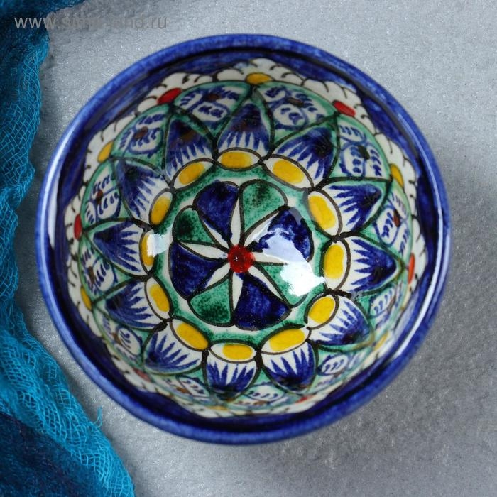 Пиала Риштанская керамика  Пиала Риштанская керамика "Цветы", 8,5 см, малая коньячная, микс