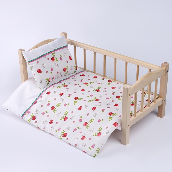 Кукольное постельное «Божьи коровки», х/б: простынь, одеяло 46 × 36 см, подушка 23 × 19 см Кукольное постельное «Божьи коровки», х/б: простынь, одеяло 46 × 36 см, подушка 23 × 19 см