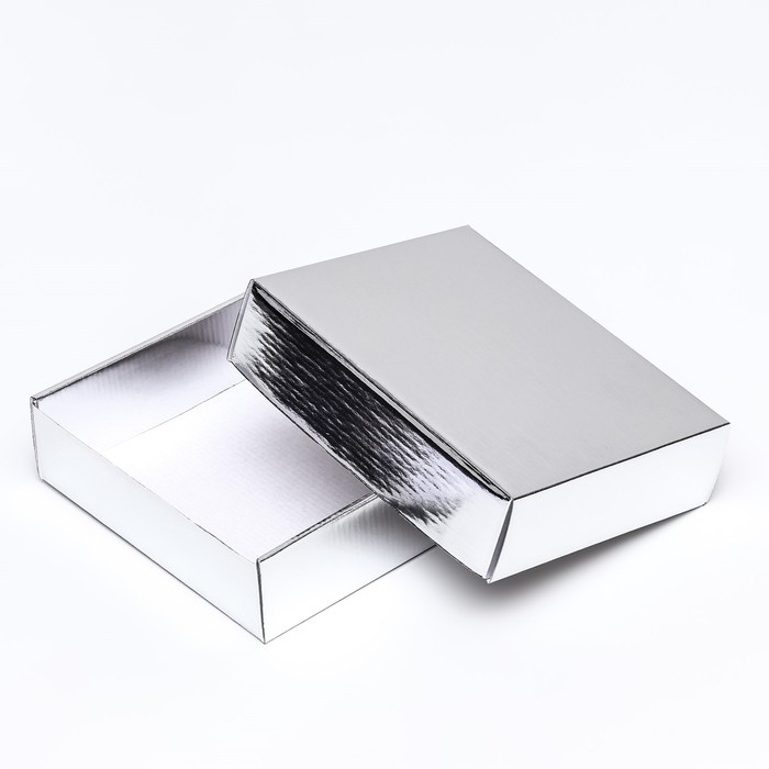 Коробка сборная, крышка-дно, серебряная, 18 х 15 х 5 см Коробка сборная, крышка-дно, серебряная, 18 х 15 х 5 см