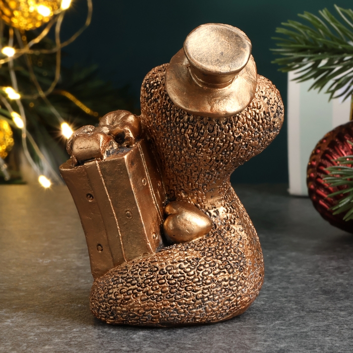 Новый год. Символ 2025. Фигура Новый год. Символ 2025. Фигура "Змея с подарком" состаренная бронза, 6х4х4см