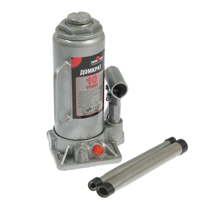 Домкрат гидравлический бутылочный  Домкрат гидравлический бутылочный "СЕРВИС КЛЮЧ" 75010, 10 т, 230-460 мм