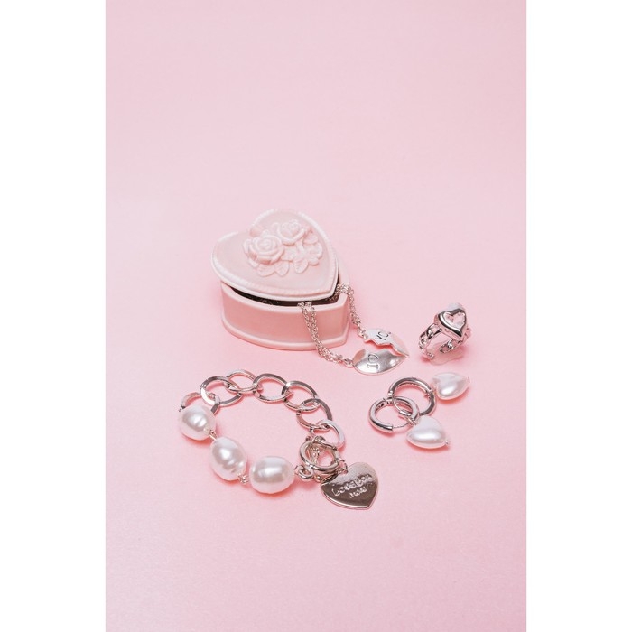 Серьги со съёмным элементом «Трансформер» сердечко жемчужное, цвет белый в серебре Серьги со съёмным элементом «Трансформер» сердечко жемчужное, цвет белый в серебре