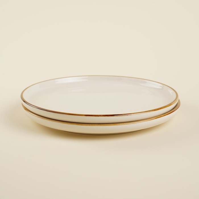 Набор тарелок фарфоровых SL Home «Леггеро», d=18 см, цвет бежевый Набор тарелок фарфоровых SL Home «Леггеро», d=18 см, цвет бежевый