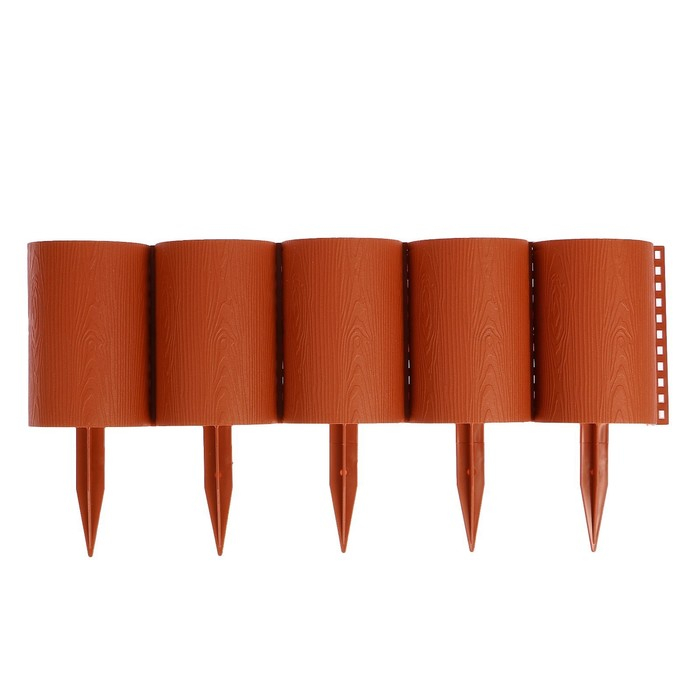 Ограждение декоративное, 24 × 100 см, 10 секций, пластик, терракотовое, «Брёвнышко» Ограждение декоративное, 24 × 100 см, 10 секций, пластик, терракотовое, «Брёвнышко»