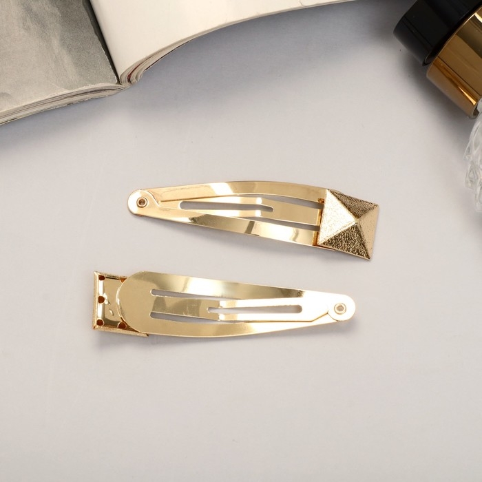 Невидимка для волос  Невидимка для волос "Аманда" (набор 2 шт) куб, 6,5 см, золото