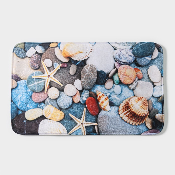 Коврик для ванной и туалета Доляна «Ракушки на камушках», 45×75 см