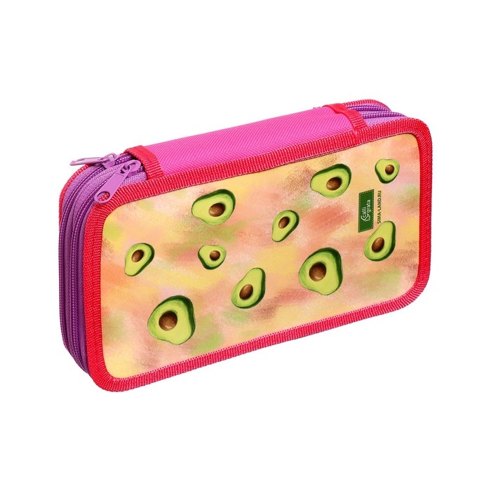 Пенал 2 секции, 125 х 205 х 40 мм, Calligrata 30П26/2 Пенал 2 секции, 125 х 205 х 40 мм, Calligrata 30П26/2 "Авокадо-кот", ламинированный картон