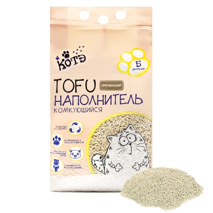 Наполнитель тофу Наполнитель тофу "Котэ", впитываемость 5 л, оригинальный