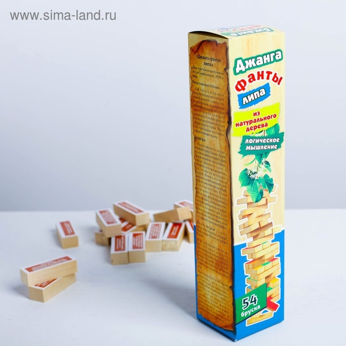 Падающая башня, дженга  Падающая башня, дженга "Липа - фанты" макси, 54 бруска, 33 х 7.5 см
