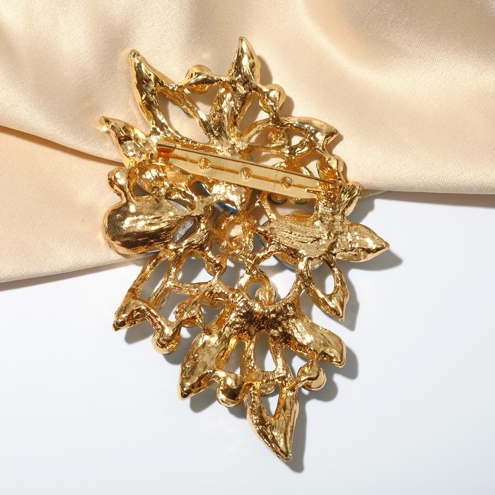 Брошь «Императрица» роса, цвет голубой в золоте