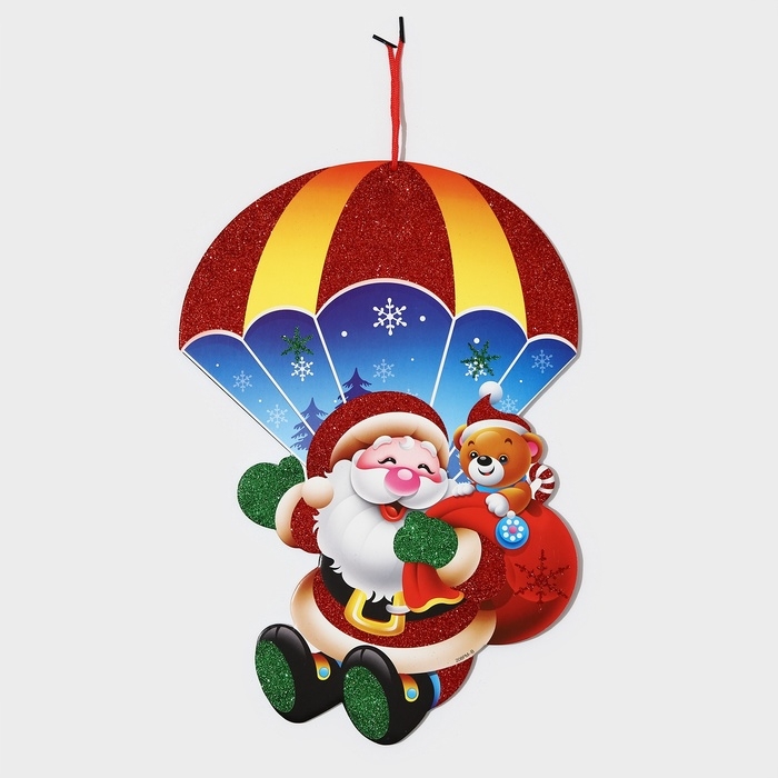 Декоративное украшение (подвеска)  Декоративное украшение (подвеска) "Дед мороз и мишка" 44,5х31 см