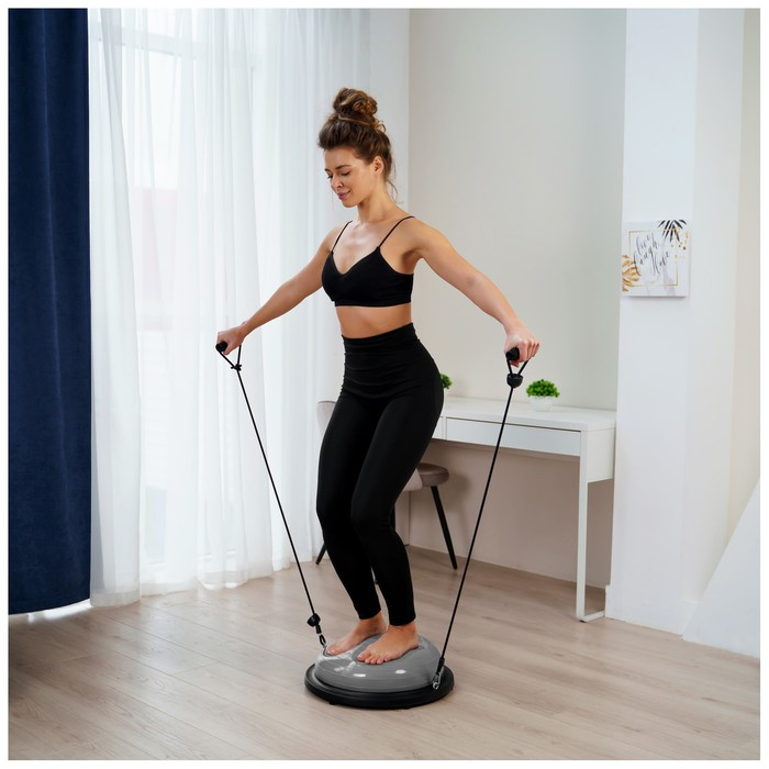 Полусфера BOSU гимнастическая ONLYTOP, с насосом, 46х20 см, цвет серый Полусфера BOSU гимнастическая ONLYTOP, с насосом, 46х20 см, цвет серый