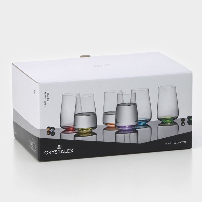 Набор стеклянных стаканов RAINBOW FRESH, 400 мл, декор, 6 штук