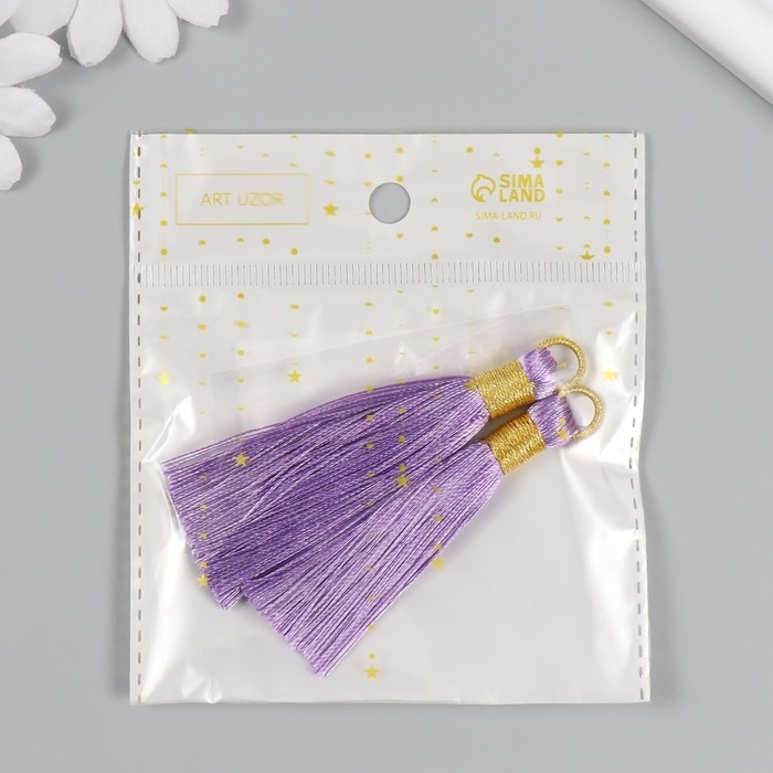 Декор для творчества текстиль Декор для творчества текстиль "Кисть. Оливия" сиреневый набор 2 шт 8х1,2 см