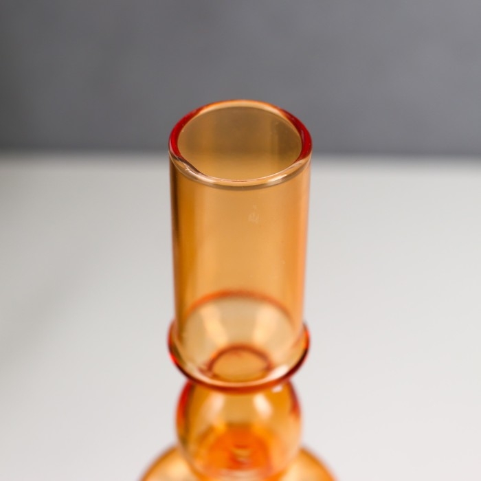 Подсвечник стекло на 1 свечу  Подсвечник стекло на 1 свечу "Морбиан" прозрачный оранж 27х8,5х8,5 см