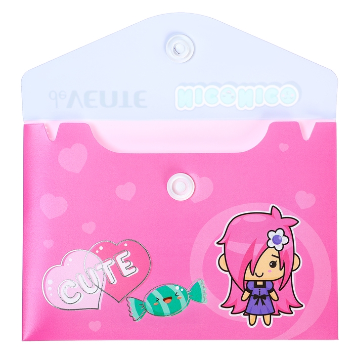 Папка-конверт на кнопке А7, с тиснением фольгой, 105х74 мм, 180мкм, deVENTE Nico, в стиле Папка-конверт на кнопке А7, с тиснением фольгой, 105х74 мм, 180мкм, deVENTE Nico, в стиле "Куроми" МИКС