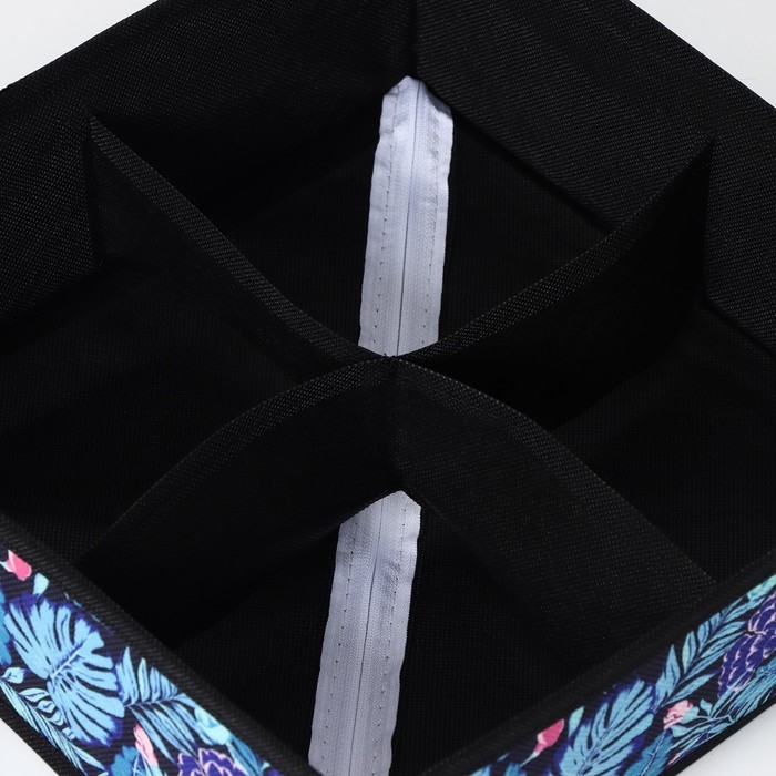 Органайзер для хранения белья Доляна «Тропики», 4 ячейки, 29×29×10 см, цвет синий Органайзер для хранения белья Доляна «Тропики», 4 ячейки, 29×29×10 см, цвет синий