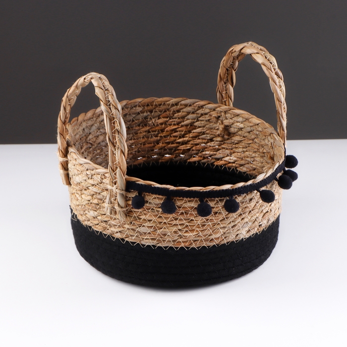 Корзина для хранения Корзина для хранения "Колумбия", с ручками, 24 х 24 х 13 см, натуральный, чёрный