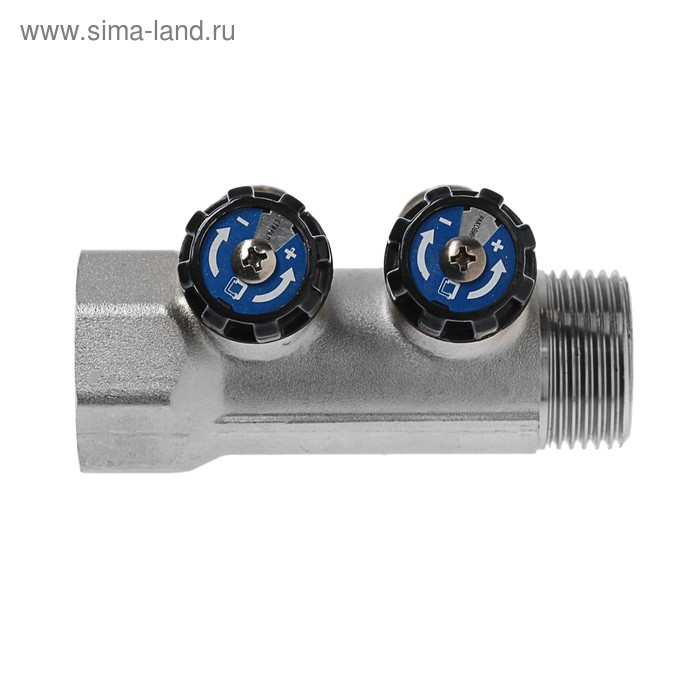 Коллектор  Коллектор "СТМ" ПРОФИ, с вентилями, 1"х1/2", 2 выхода, никелированный