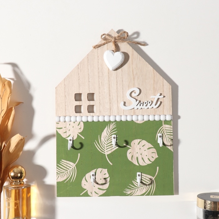 Крючки декоративные дерево Крючки декоративные дерево "Пальмовые листья. Дом" 2,5х20,2х28,8 см