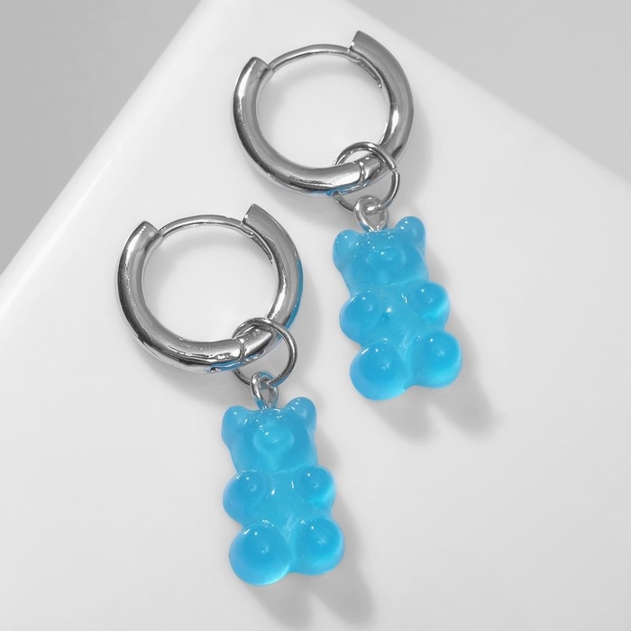 Серьги ассорти «Мармеладные мишки» трансформер, цвет голубой в серебре Серьги ассорти «Мармеладные мишки» трансформер, цвет голубой в серебре