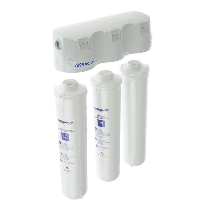 Система для фильтрации воды  Система для фильтрации воды "Аквафор" Кристалл, К3/К2/К7, 26x9x35 см, с краном, 2.5 л/мин
