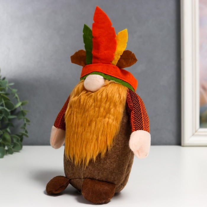 Кукла интерьерная Кукла интерьерная "Гном-индеец" 25х7х9 см