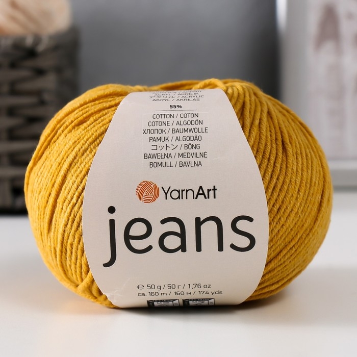 Пряжа Пряжа "Jeans" 55% хлопок, 45% акрил 160м/50гр (84 шафран)