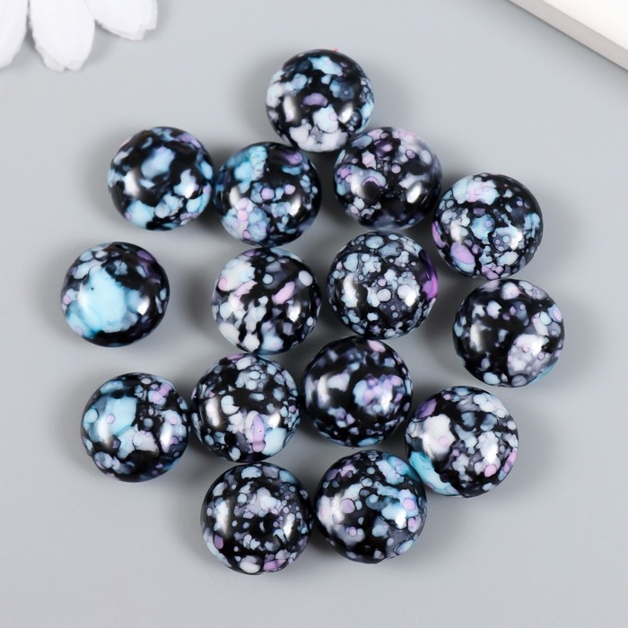 Бусины для творчества пластик Бусины для творчества пластик "Мраморные. Фиолетово-голубой" набор 15 шт 1,7х1,7х1 см