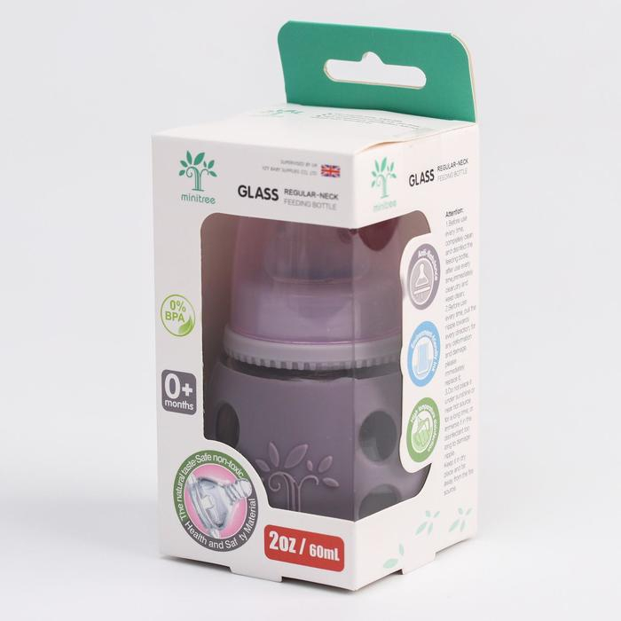 Бутылочка в силиконовом чехле, стекло, классическое горло, +0 мес., 60мл., цвет МИКС для девочки Бутылочка в силиконовом чехле, стекло, классическое горло, +0 мес., 60мл., цвет МИКС для девочки