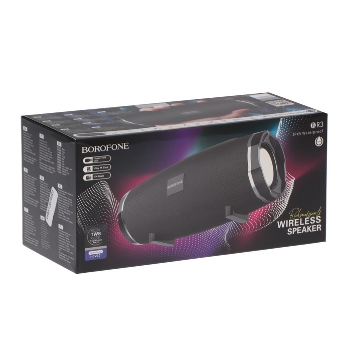 Портативная колонка Borofone BR3 Rich, 10 Вт, BT5.0, microSD, USB, 1200 мАч, чёрная Портативная колонка Borofone BR3 Rich, 10 Вт, BT5.0, microSD, USB, 1200 мАч, чёрная