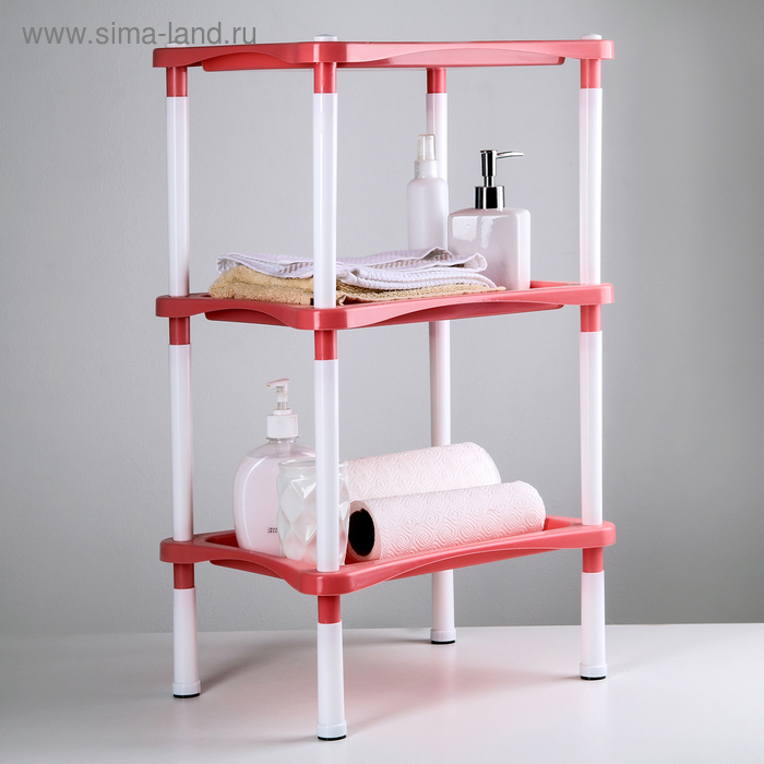 Этажерка напольная с полками 3-х секционная Krita, цвет коралловый Этажерка напольная с полками 3-х секционная Krita, цвет коралловый