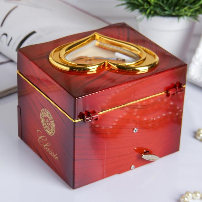 Шкатулка пластик музыкальная механическая Шкатулка пластик музыкальная механическая "Комод" коричневый 11х13,3х11,5 см