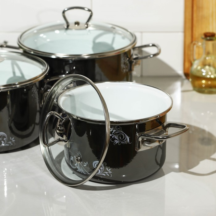 Набор эмалированных кастрюль Iseberg, 3 предмета: 2 л, 3 л, 4 л, индукция Набор эмалированных кастрюль Iseberg, 3 предмета: 2 л, 3 л, 4 л, индукция