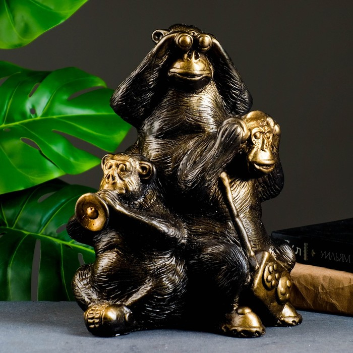 Копилка Копилка "Обезьяны: всё слышу, всё вижу, всё скажу" бронза, 30см